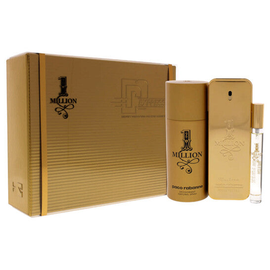 Paco Rabanne 1 Million by Paco Rabanne for Men - 3 Pc Gift Set 3.4oz EDT Spray, 0.34oz EDT Spray, 5.1oz Deodrant Spray (Wholesale) - Luxurious Fragrance Available Online in Hong Kong & China