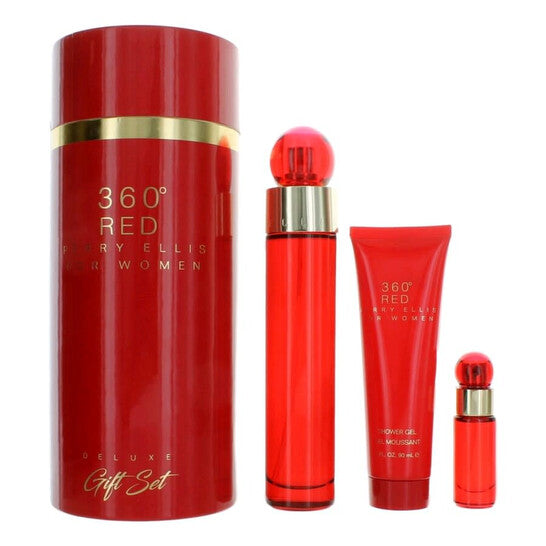 Perry Ellis 360 Red by Perry Ellis for Women - 3 Pc Gift Set 3.4oz EDP Spray, 7.5ml EDP Mini Spray, 3oz Shower Gel (Wholesale) - Luxurious Fragrance Available Online in Hong Kong & China
