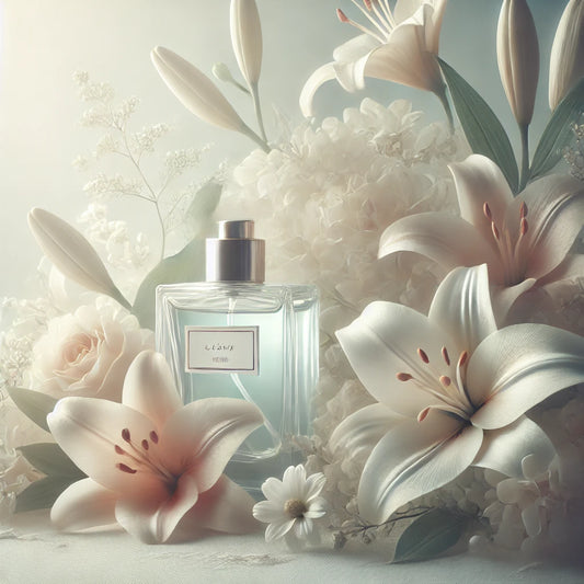 A delicate, floral scene with soft, ethereal lighting and elegant textures, evoking the pure and graceful beauty of lilies.