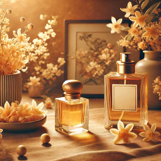 A warm and inviting scene with soft golden hues and floral textures, evoking the sweet, fragrant essence of osmanthus.