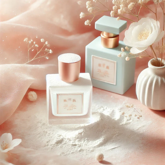 A soft, powdery scene with pastel colors and delicate textures, reflecting subtle femininity and elegance.