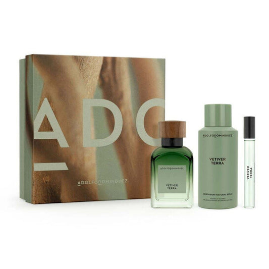 Adolfo Dominguez Men's Vetiver Terra 3pcs EDP Gift Set Fragrances - Luxurious Fragrance Available Online in Hong Kong & China