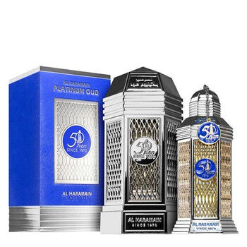 Al Haramain Unisex 50 Years Platinum Oud EDP Spray 3.4 oz - Luxurious Fragrance Available Online in Hong Kong & China