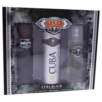 Cuba Black by Cuba for Men - 3 Pc Gift Set 3.3oz EDT Spray, 3.3oz After Shave, 6.7oz Body Spray - Luxurious Fragrance Available Online in Hong Kong & China