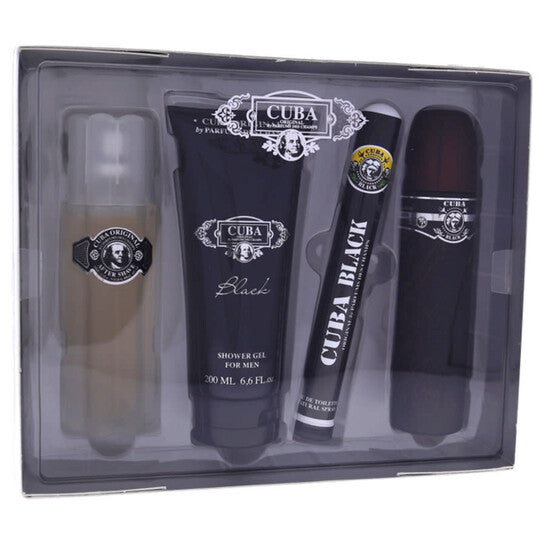 Cuba Black by Cuba for Men - 4 Pc Gift Set 3.4oz EDT Spray, 1.7oz EDT Spray, 3.3oz After Shave, 6.7oz Shower Gel (Wholesale) - Luxurious Fragrance Available Online in Hong Kong & China