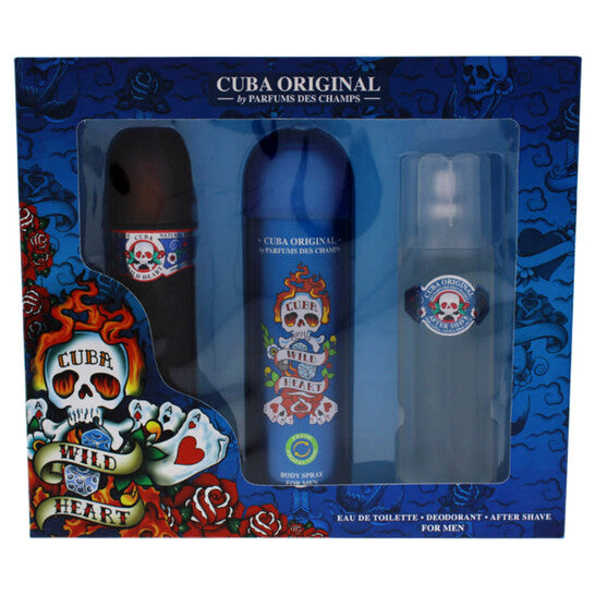 Cuba Wild Heart by Cuba for Men - 3 Pc Gift Set 3.4oz EDT Spray, 3.3oz After Shave, 6.7oz Body Spray (Wholesale) - Luxurious Fragrance Available Online in Hong Kong & China