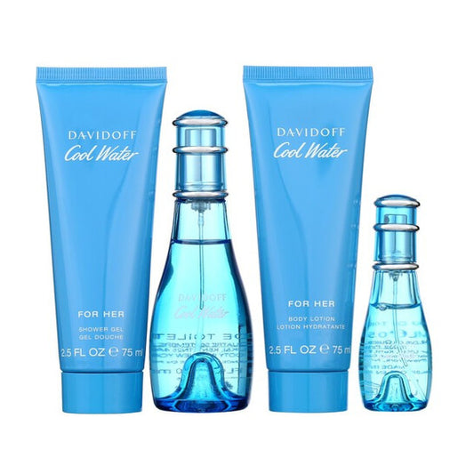 Davidoff Ladies Cool Water 4pcs EDT Gift Set Fragrances (Wholesale) - Luxurious Fragrance Available Online in Hong Kong & China