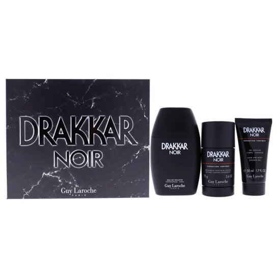Guy Laroche Drakkar Noir by Guy Laroche for Men - 3 Pc Gift Set 3.4oz EDT Spray, 2.6oz Deodorant Stick, 1.7oz Shower Gel - Luxurious Fragrance Available Online in Hong Kong & China