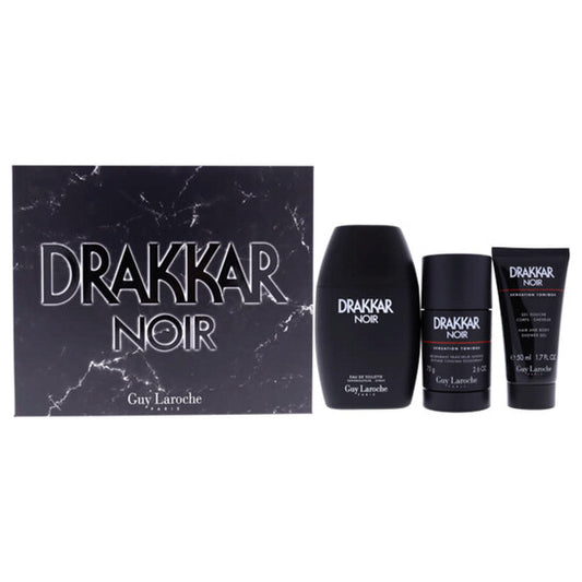 Guy Laroche Drakkar Noir by Guy Laroche for Men - 3 Pc Gift Set 3.4oz EDT Spray, 2.6oz Deodorant Stick, 1.7oz Shower Gel - Luxurious Fragrance Available Online in Hong Kong & China