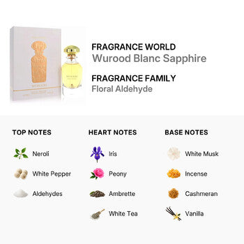 Fragrance World Ladies Wurood Blanc Sapphire EDP Spray 3.4 oz (Wholesale) - Luxurious Fragrance Available Online in Hong Kong & China