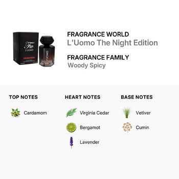 Fragrance World Men's L'Uomo The Night Edition EDP Spray 3.38 oz Fragrances (Wholesale) - Luxurious Fragrance Available Online in Hong Kong & China