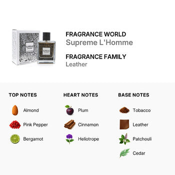 Fragrance World Unisex Supreme L'Homme EDP Spray 3.4 oz Fragrances (Wholesale) - Luxurious Fragrance Available Online in Hong Kong & China