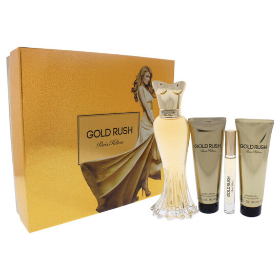 Paris Hilton Gold Rush by Paris Hilton for Women - 4 Pc Gift Set 3.4oz EDP Spray, 0.20oz EDP Rollerball, 3oz Body Lotion, 3oz Shower Gel (Wholesale) - Luxurious Fragrance Available Online in Hong Kong & China