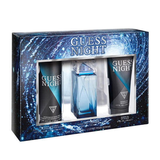 Guess Night Pour Homme 3-Pc Gift Set 3.4 Edt+6.7 Shower Gel+6.0 Body Spray For Men (Wholesale) - Luxurious Fragrance Available Online in Hong Kong & China