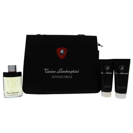 Tonino Lamborghini Invincibile by Tonino Lamborghini for Men - 4 Pc Gift Set 4.2oz EDT Spray, 5oz After Shave Balm, 5oz Shower Gel, Leather Briefcase (Wholesale) - Luxurious Fragrance Available Online in Hong Kong & China