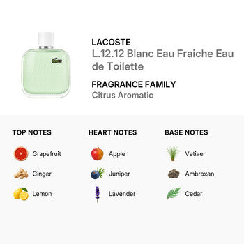 Lacoste Men's L.12.12 Blanc Eau Fraiche Eau de Toilette EDT Spray 1.69 oz Fragrances (Wholesale) - Luxurious Fragrance Available Online in Hong Kong & China