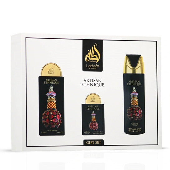 Lattafa Ladies Artisan Ethnique 3pcs EDP Gift Set Fragrances (Wholesale) - Luxurious Fragrance Available Online in Hong Kong & China