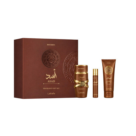 Lattafa Men's Asad Bourbon 3pcs EDP Gift Set Fragrances - Luxurious Fragrance Available Online in Hong Kong & China