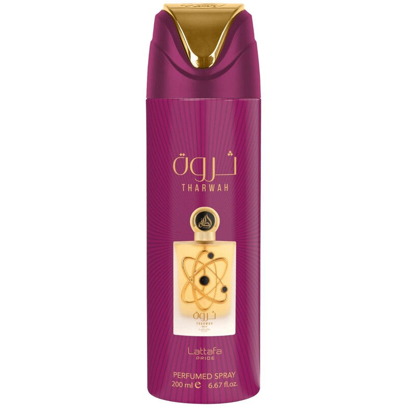 Lattafa Unisex Tharwah Gold Body Spray 6.7 oz Fragrances - Luxurious Fragrance Available Online in Hong Kong & China