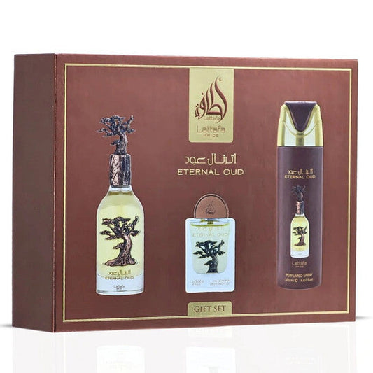 Lattafa Unisex Eternal Oud 3pcs EDP Gift Set Fragrances (Wholesale) - Luxurious Fragrance Available Online in Hong Kong & China