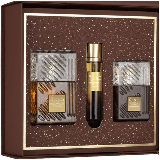 Lattafa Unisex Khamrah Qahwa 3pcs EDP Gift Set Fragrances (Wholesale) - Luxurious Fragrance Available Online in Hong Kong & China