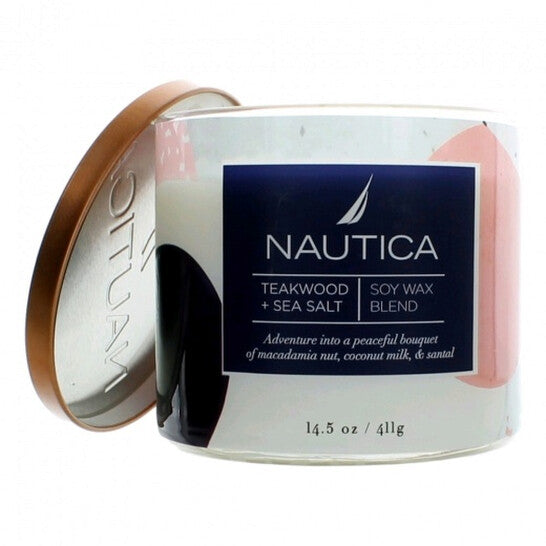 Nautica Unisex Teakwood And Sea Salt 411g Scented Candle (Wholesale) - Luxurious Fragrance Available Online in Hong Kong & China