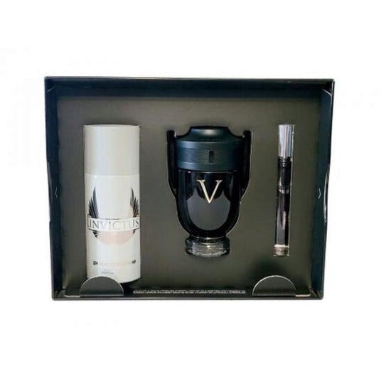 Paco Rabanne Invictus Victory 3 Pcs Set For Men: 3.4 Eau De Parfum Extreme Spray + 0.34 Eau De Toilette Spray + 5.1 Deodorant Spray - Luxurious Fragrance Available Online in Hong Kong & China