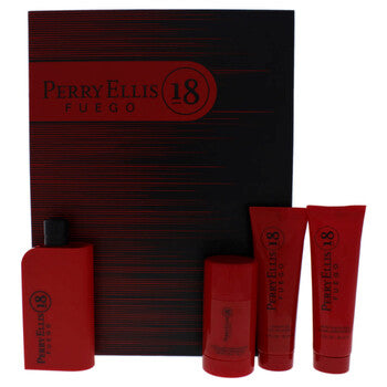 Perry Ellis 18 Fuego by Perry Ellis for Men - 4 Pc Gift Set 3.4oz EDT Spray, 3oz Shower Gel, 3oz After Shave Balm, 2.75oz Deodrant Stick - Luxurious Fragrance Available Online in Hong Kong & China