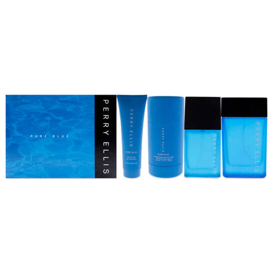 Perry Ellis Men's Pure Blue 4pcs EDT Gift Set Fragrances (Wholesale) - Luxurious Fragrance Available Online in Hong Kong & China