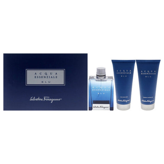 Salvatore Ferragamo Men's Acqua Essenziale Blu 3pcs EDT Gift Set Fragrances (Wholesale) - Luxurious Fragrance Available Online in Hong Kong & China