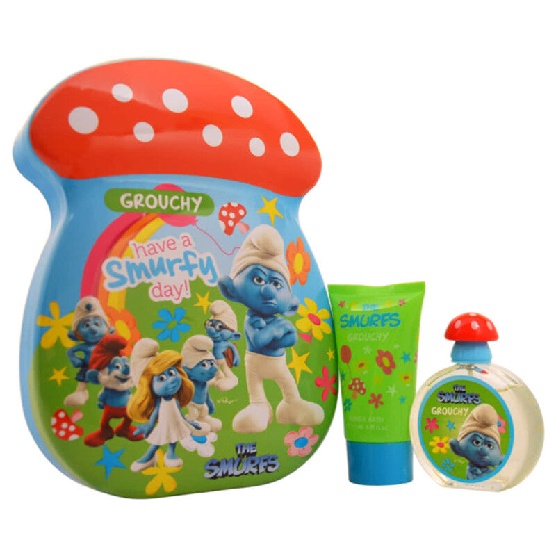 First American Brands The Smurfs Grouchy by First American Brands for Kids - 2 Pc Gift Set 1.7oz EDT Spray,2.5oz Bubble Bath (Wholesale) - Luxurious Fragrance Available Online in Hong Kong & China