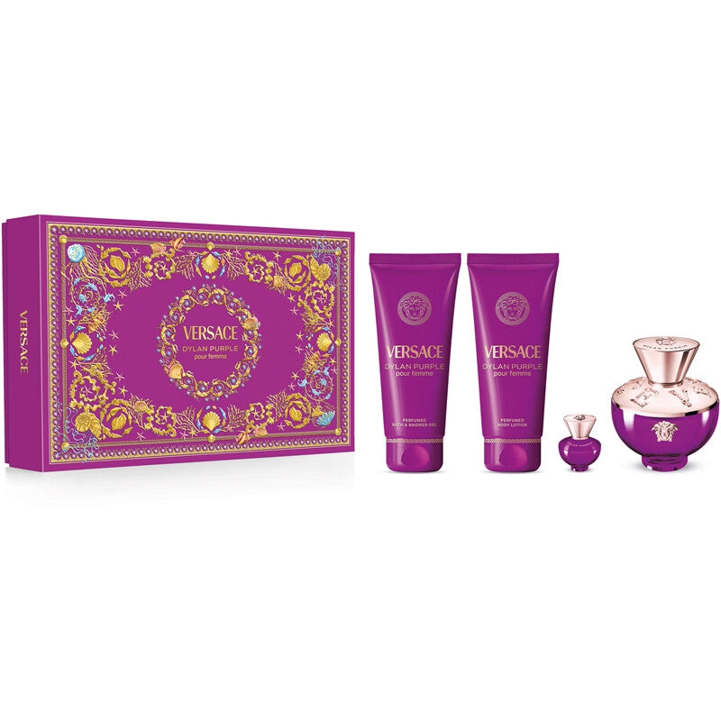 Versace Ladies Pour Femme Dylan Purple 4pcs EDP Gift Set Fragrances - Luxurious Fragrance Available Online in Hong Kong & China